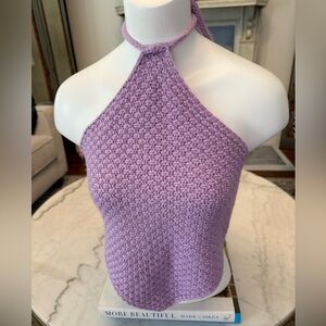 JustFab Lilac‎ Knit crochet handkerchief Halter Top